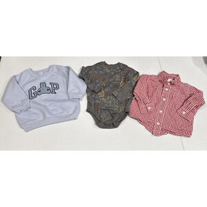 Baby Boys Clothes 12-18M Gap Sweater, Gymboree Plaid Shirt, Garanimals Bodysuit